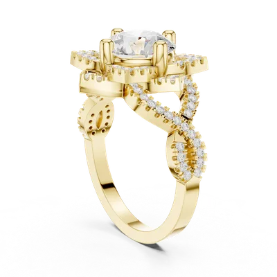 18K Gold Round Diamond Pavé Ring – 2.424 ct (DDLR-411)