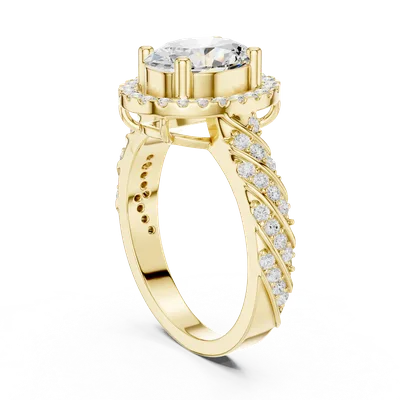 18K Gold Oval Diamond Pavé Ring – 2.122 ct (DDLR-414)