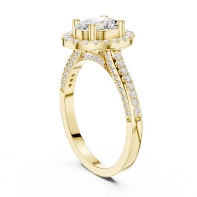 18K Gold Oval Diamond Pavé Ring – 1.396 ct (DDLR-415)