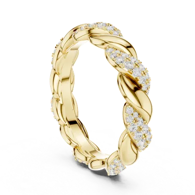 18K Gold Round Diamond Pavé Ring – 0.658 ct (DDLR-419)