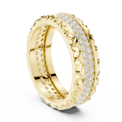 18K Gold Round Diamond Pavé Ring – 0.9 ct (DDLR-423)