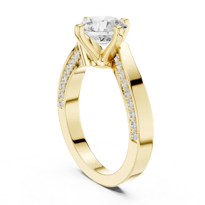 18K Gold Round Diamond Pavé Ring – 1.962 ct (DDLR-435)