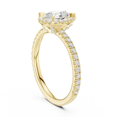 18K Gold Pear Diamond Pavé Ring – 1.416 ct (DDLR-445)