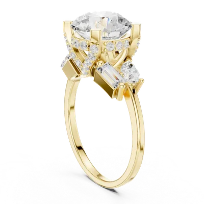 18K Gold Round Diamond Pavé Ring – 3.874 ct (DDLR-447)