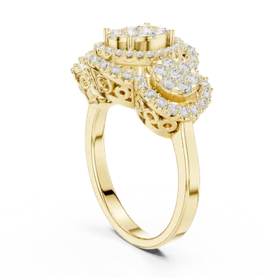18K Gold Round Diamond Pavé Ring – 1.074 ct (DDLR-453)