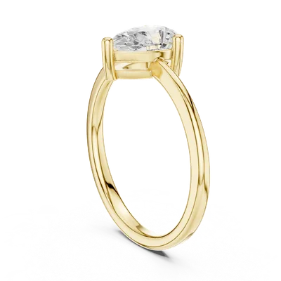18K Gold Pear Diamond Solitaire Ring – 0.9 ct (DDLR-500)