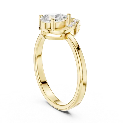 18K Gold Pear Diamond Pavé Ring – 0.08 ct (DDLR-511)