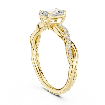18K Gold Emerald Diamond Pavé Ring – 0.126 ct (DDLR-593)