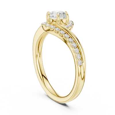 18K Gold Round Diamond Pavé Ring – 0.78 ct (DDLR-594)