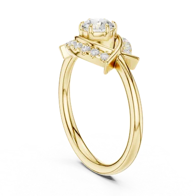 18K Gold Round Diamond Pavé Ring – 0.64 ct (DDLR-595)