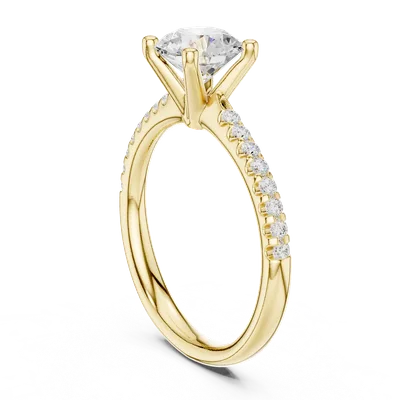 18K Gold Round Diamond Pavé Ring – 1.37 ct (DDLR-628)