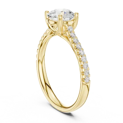 18K Gold Round Diamond Pavé Ring – 1.42 ct (DDLR-634)