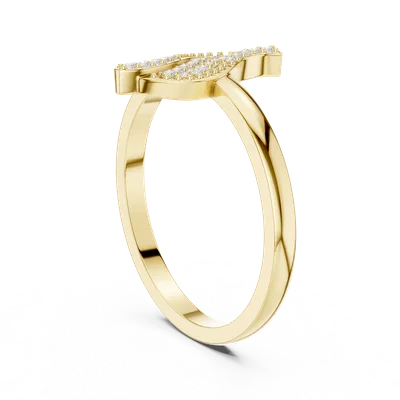 18K Gold Round Diamond Pavé Ring – 0.094 ct (DDLR-663)