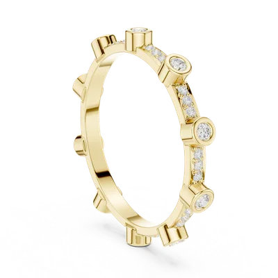 18K Gold Round Diamond Pavé Ring – 0.37 ct (DDLR-708)