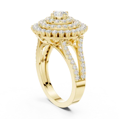 18K Gold Round Diamond Pavé Ring – 1.44 ct (DDLR-761)