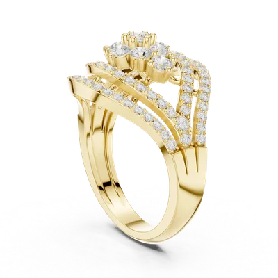 18K Gold Round Diamond Pavé Ring – 3.203 ct (DDLR-763)