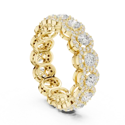 18K Gold Round Diamond Pavé Ring – 3.203 ct (DDLR-764)
