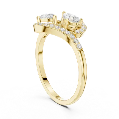 18K Gold Pear Diamond Pavé Ring – 0.7 ct (HLR-175)