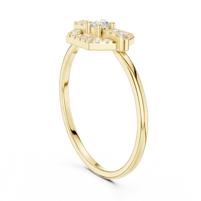 18K Gold Round Diamond Pavé Ring – 0.193 ct (HLR-196)