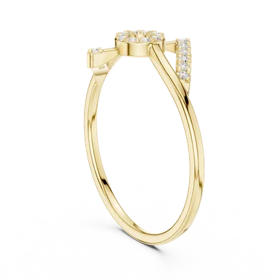 18K Gold Round Diamond Pavé Ring – 0.11 ct (HLR-202)