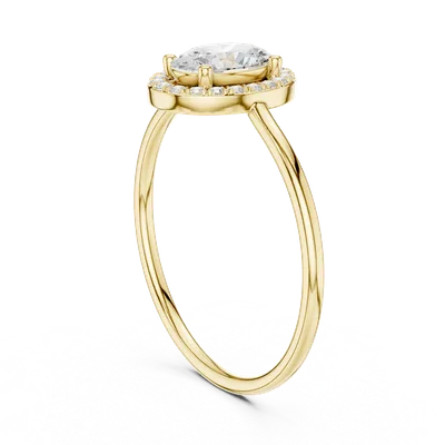 18K Gold Round Diamond Pavé Ring – 0.6 ct (HLR-203)