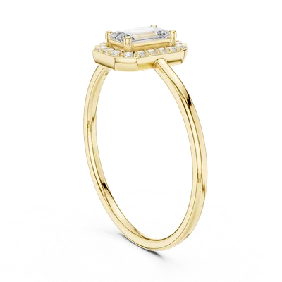 18K Gold Emerald Diamond Pavé Ring – 0.34 ct (HLR-206)