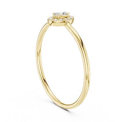 18K Gold Oval Diamond Pavé Ring – 0.11 ct (HLR-207)