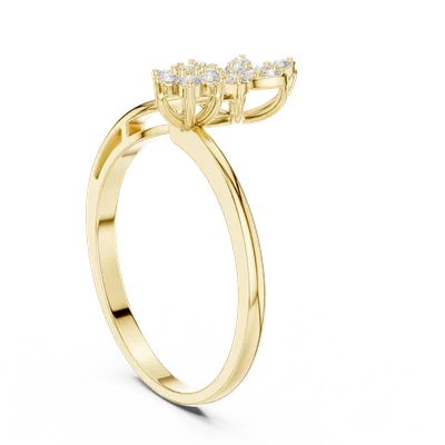 18K Gold Round Diamond Pavé Ring – 0.204 ct (HLR-223)