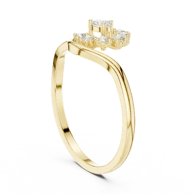 18K Gold Pear Diamond Cluster Ring – 0.186 ct (HLR-231)