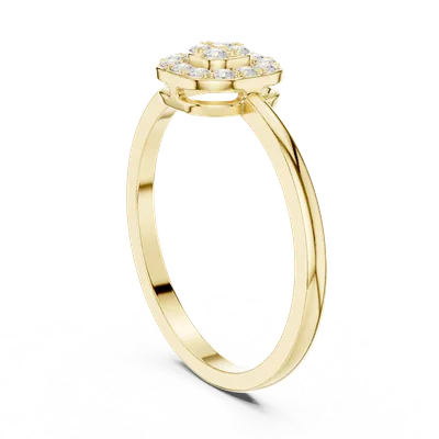 18K Gold Round Diamond Pavé Ring – 0.168 ct (HLR-238)