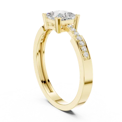 18K Gold Princess Diamond Pavé Ring – 0.784 ct (HLR-256)
