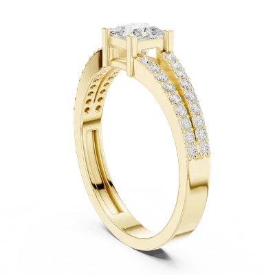 18K Gold Princess Diamond Pavé Ring – 0.616 ct (JER-64)