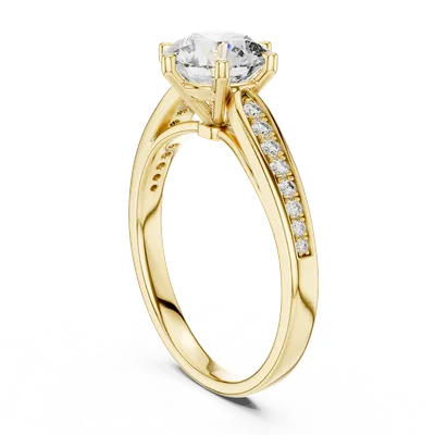 18K Gold Round Diamond Pavé Ring – 1.118 ct (LR-0038)