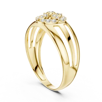 18K Gold Round Diamond Pavé Ring – 0.218 ct (LR-01-37-)