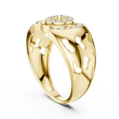 18K Gold Round Diamond Pavé Ring – 0.328 ct (LR-01-42-)