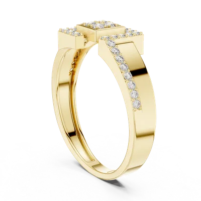 18K Gold Round Diamond Pavé Ring – 0.332 ct (LR-01-48-)