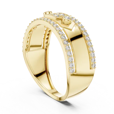 18K Gold Round Diamond Pavé Ring – 0.48 ct (LR-01-49-)