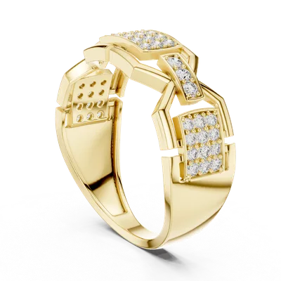 18K Gold Round Diamond Pavé Ring – 0.456 ct (LR-01-51-)