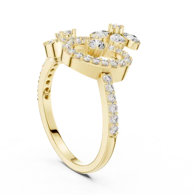 18K Gold Round Diamond Pavé Ring – 0.547 ct (LR-01-52-)