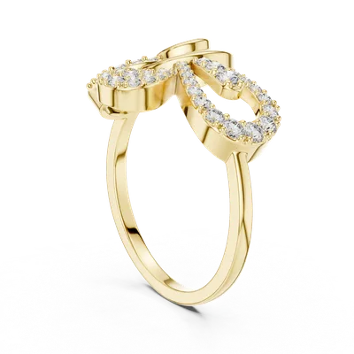18K Gold Round Diamond Pavé Ring – 0.425 ct (LR-01-53-)