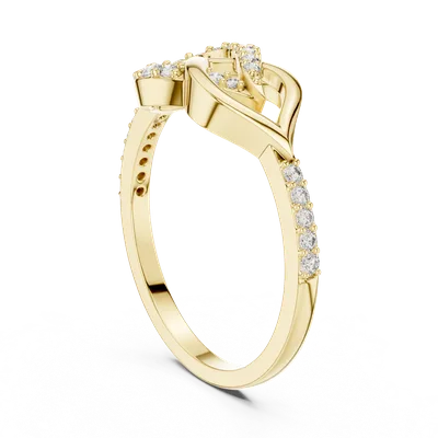 18K Gold Round Diamond Pavé Ring – 0.251 ct (LR-01-54-)