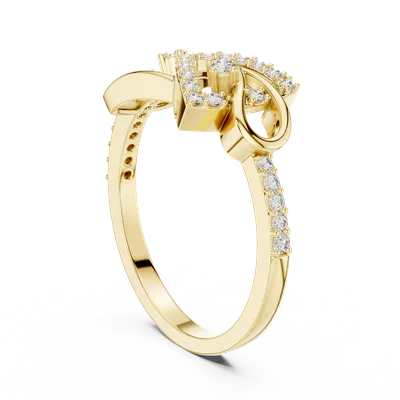 18K Gold Round Diamond Pavé Ring – 0.236 ct (LR-01-56-)
