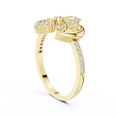 18K Gold Round Diamond Pavé Ring – 0.262 ct (LR-01-57-)
