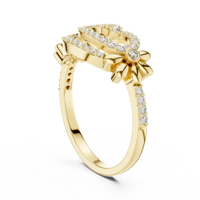 18K Gold Round Diamond Pavé Ring – 0.341 ct (LR-01-59-)