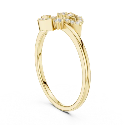 18K Gold Round Diamond Pavé Ring – 0.137 ct (LR-01-60-)