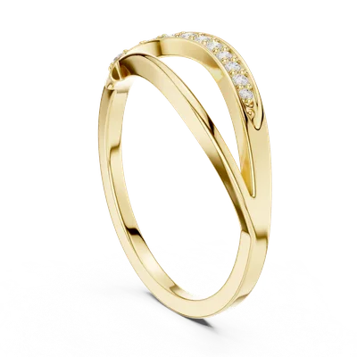 18K Gold Round Diamond Pavé Ring – 0.109 ct (SBWR-2-)