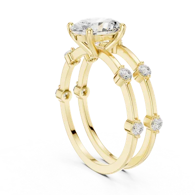 18K Gold Oval Diamond Pavé Ring – 1.515 ct (SBWR-24-)