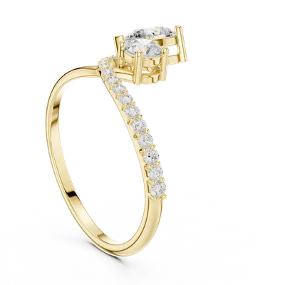 18K Gold Pear Diamond Pavé Ring – 0.891 ct (SBWR-59-)