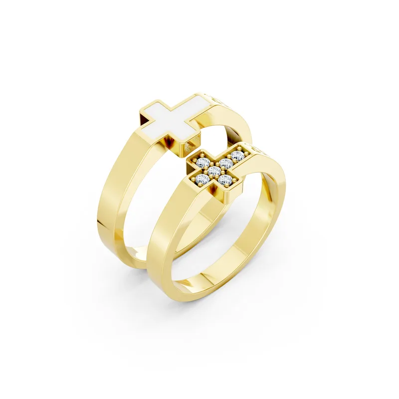 18K Gold Diamond Couple Rings (a176 DM ceramic) – Rings by Ivanka & Co