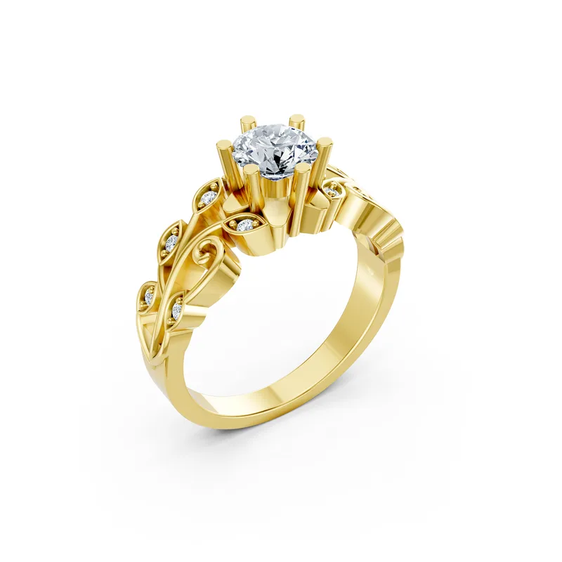 18K Gold Diamond Engagement Ring (F107) – Rings by Ivanka & Co